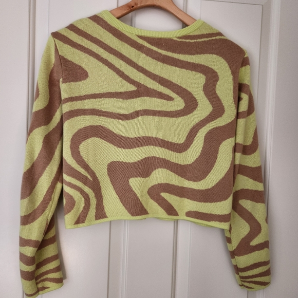 Future Collective Gabriella Karefa-Johnson Cardigan Neon Lime Green Tan Zebra XS - Picture 5 of 11